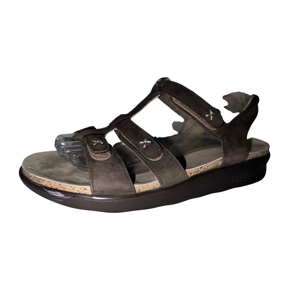 SAS Tripad Comfort Womens Dark Brown Leather Adjustable Strap Sandals Size 7.5W
